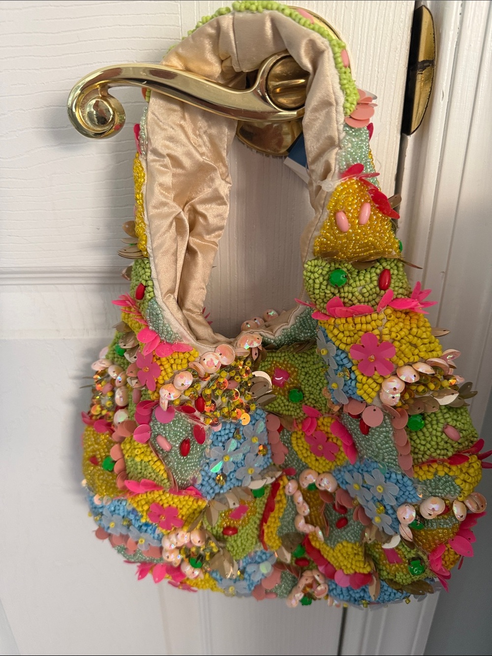 Beaded Floral Statement Bag in Multicolor - Picture 2 of 3